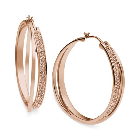 michael kors rose gold tone stone set earrings|Michael Kors hoop earrings sale.